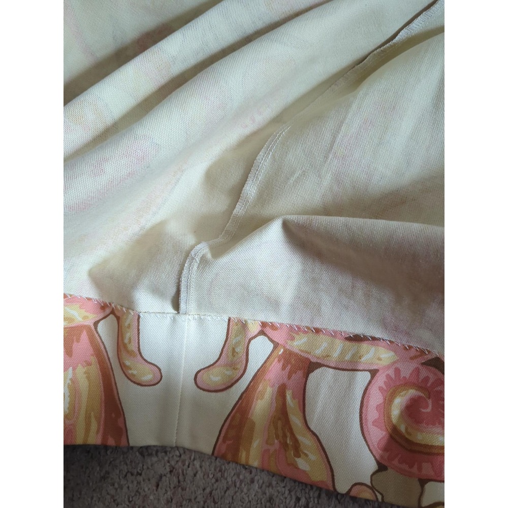 Pair Custom Designer French Pinch Pleat Lined Drapes 70" x 54" Paisley Floral - Picture 3 of 6